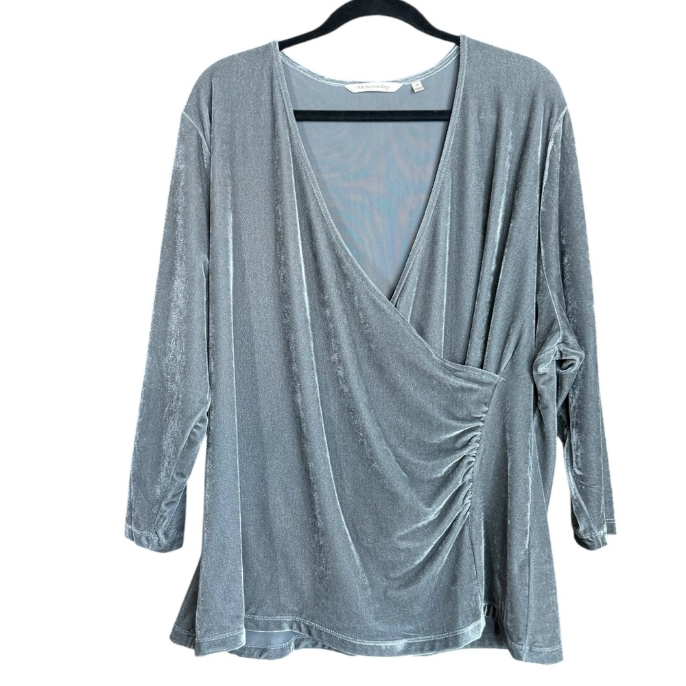 Soft Surroundings Gray Velvet Draped Ruched Front Top Women’s 3X - Picture 6 of 13